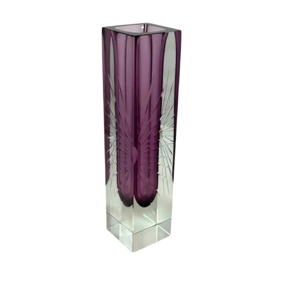 Sommerso Technique Pagnin & Bon Murano glass vase purple pink glass starburst
